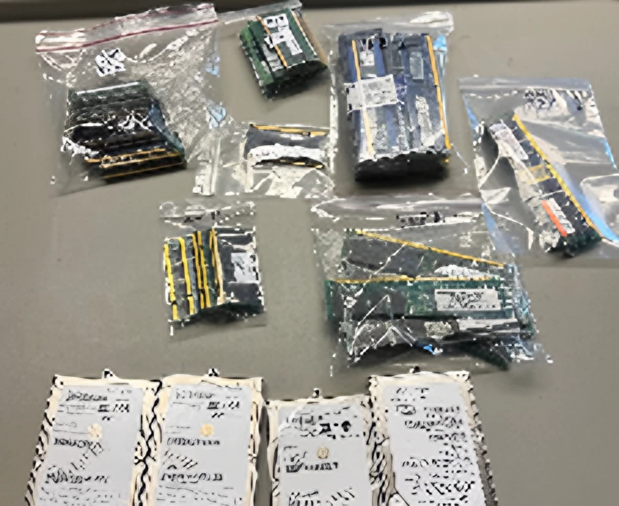 Sorted laptop memory and hard drives recovered for reuse